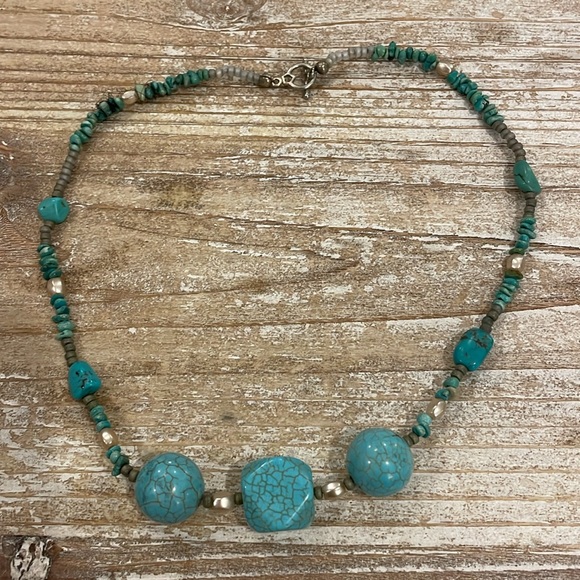 Vintage Southwestern Turquoise Beaded Choker Collar Navajo Statement Necklace - Picture 3 of 3